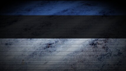 Estonia Realistic Flag, Old Worn Fabric Texture Effect, 3D Illustration