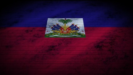 Haiti Realistic Flag, Old Worn Fabric Texture Effect, 3D Illustration