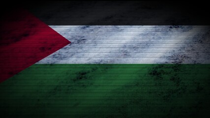 Palestine Realistic Flag, Old Worn Fabric Texture Effect, 3D Illustration