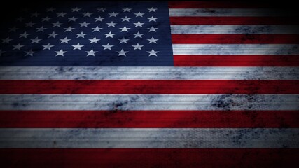 United States of America Realistic Flag, Old Worn Fabric Texture Effect, 3D Illustration