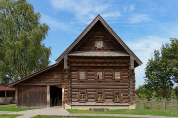 A wooden Russian hut, the traditional home of a Russian peasan. Suzdal, Russia