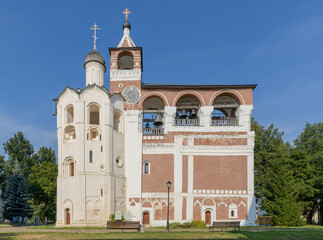 Fototapeta na wymiar Bell tower (belfry) in monastery of Saint Euthymius. Suzdal, Russia