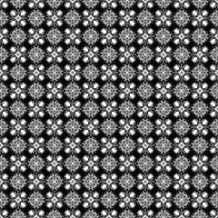 Black and white surface pattern texture. Bw ornamental graphic design. Mosaic ornaments. Pattern template. Vector illustration.