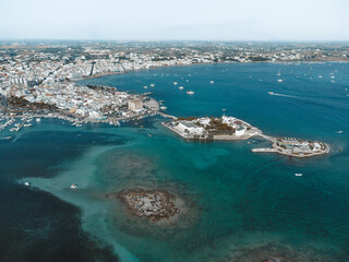 Fototapeta na wymiar a great view on porto cesareo and rabbit island, in puglia
