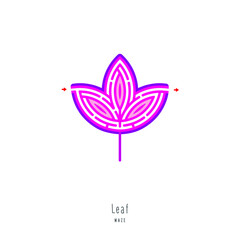 Abstract maze leaf. Educational game for children, logic and thinking. Color puzzle. Labyrinth conundrum. Vector illustration isolated on white background. One Entrance, One Exit. Cartoon style.