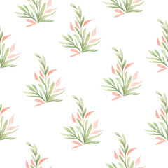 Autumn twigs ornament watercolor seamless pattern. Template for decorating designs and illustrations.