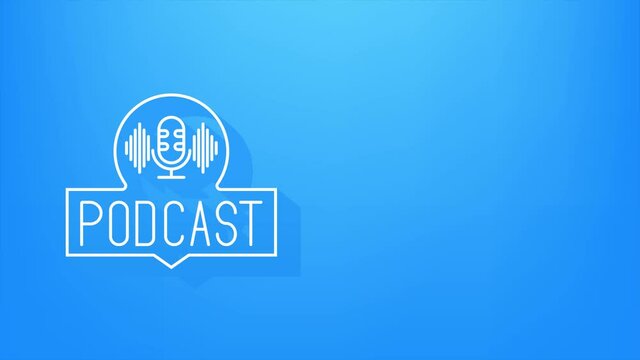 Podcast. Badge, icon stamp logo. Motion graphics.