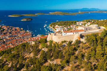 Aerial view of Hvar town on Hvar island, Croatia