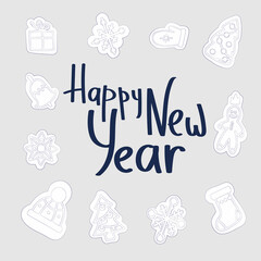 Vector doodle Christmas card with gingerbread houses on funny background. decorative Christmas and New Year greeting card or postcard templates with sweet tasty gingerbread houses and holiday wishes. 