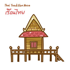 Cartoon tradition thai house vector