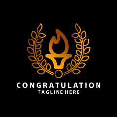 Elegant Luxury Torch, Golden Torchlight Fire Flame logo design inspiration