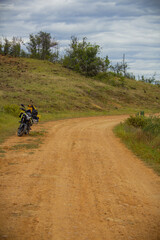 motocycle on the road in the desert