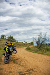 Fototapeta na wymiar motocycle on the road in the desert