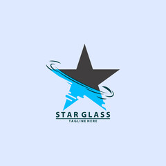 a falling star reflecting in the water surface linear logo
