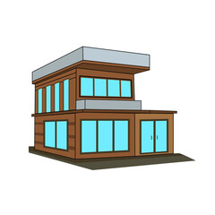 Modern wooden house vector illustration