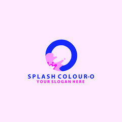 abstract ink splash logo concept template with letter O