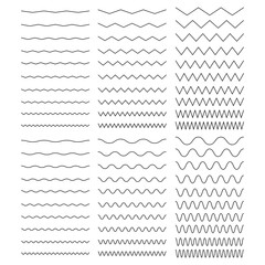 Set of wavy. Zigzag horizontal lines