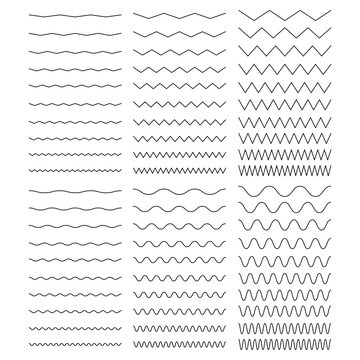 Set of wavy. Zigzag horizontal lines