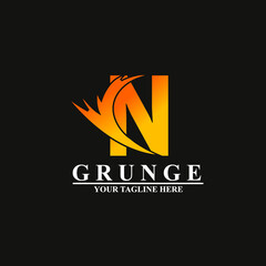 Letter N With Thunder Initial Logo Template