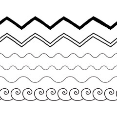 Set of wavy. Seamless horizontal lines