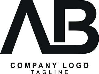 A very unique and minimal AB logo design containing AB initials in black color with plain white background.