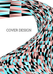 Bright patchwork of multi-colored triangles. Unusual cover or background design