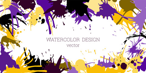 Fototapeta na wymiar Splashes of paint. Blots. Creative bright watercolor background, banner, cover design. Art design in an abstract style.