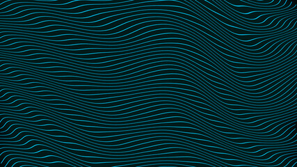 Futuristic grid wave of blue halftone digital lines data smooth seamless animation on dark with dim light background. Flow particles landscape. For cyber technology, sound visualization, big data