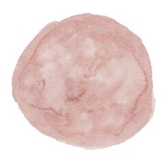 Hand drawing watercolor abstract round pink beige brush stroke. Use for poster, print, card, pattern, design, background