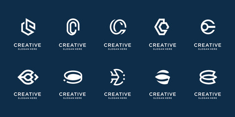 icon set initial c abstract logo design template.
