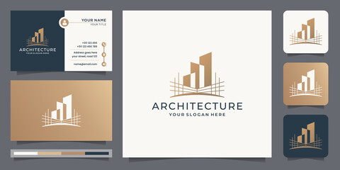 creative Architecture logo design with business card template. Construction, builder, inspiration.