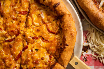 Buffalo chicken pizza close up