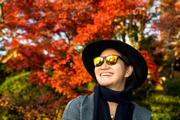 woman exploring Kyoto during the autumn festival