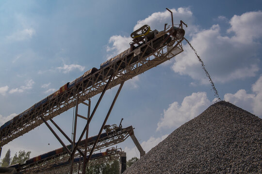 conveyor belt at gravel mine in Thailand