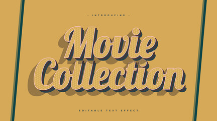 Yellow Vintage Text Style with Textured Effect. 70s and 80s Text Style Effect. Editable Text Style Effect