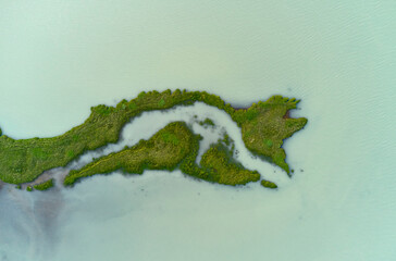 Green shore in turquoise water