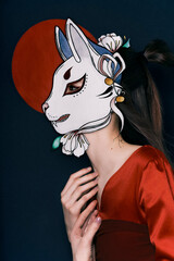 Creative model portrait with Japanese style of makeup and Hairstyle