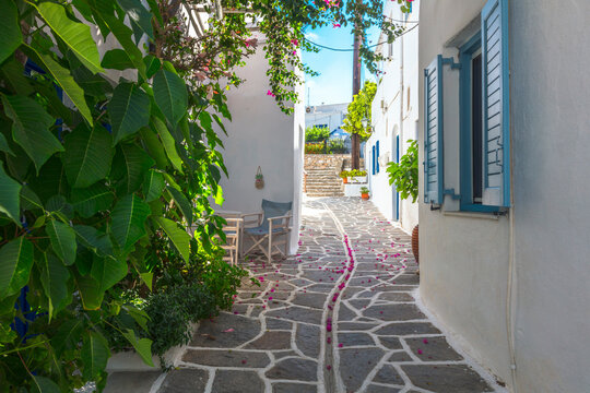 Colorful Street Of Marpissa, Paros, Greece