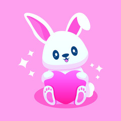 cute rabbit cartoon illustration with carrot and love