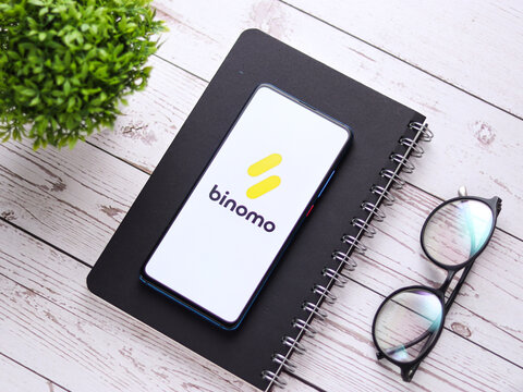 Assam, india - July 28, 2020 : Binomo a easy online stock trading app.