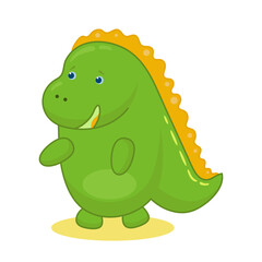 Cute little dino illustration isolated on white background.