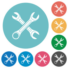 Two wrenches flat round icons
