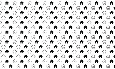 Black and White House Seamless Pattern