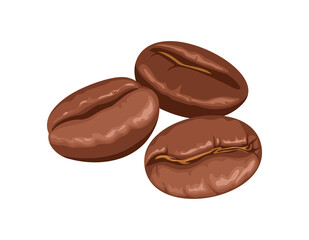 Coffee beans isolated on white background. Vector illustration in cartoon flat style.