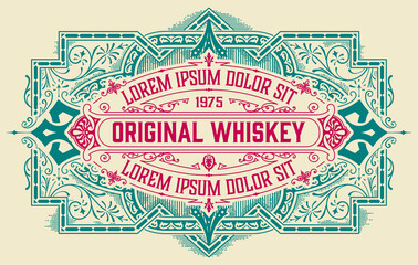 Whiskey label with old frames