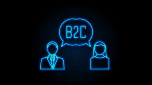 B2C icon, business to client. Motion graphics.