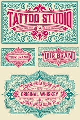 Set of 4 vintage labels for packing