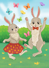 easter bunny and easter eggs