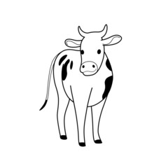 Cartoon cow - cute character for children. Vector illustration in cartoon style.