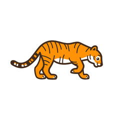 Obraz premium Cute tiger - cartoon animal character. Contour vector illustration.